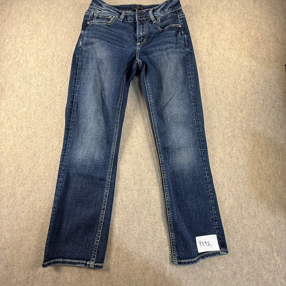 Silver Jeans Co Suki Capri W28 L23.5 Dark Wash Embroidered Star Flap Pockets